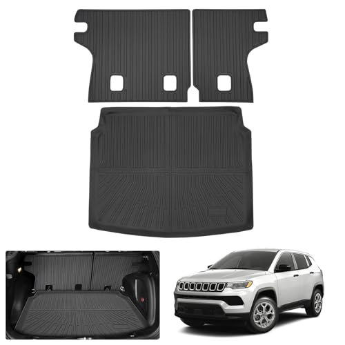 Cartist Cargo Mat for Jeep Compass 2017-2025 2026, All Weather Cargo Mat for Compass Accessories, Heavy Duty Trunk Mat with Backrest Mat, Car Accessories - size: 1)Jeep Compass 17-26