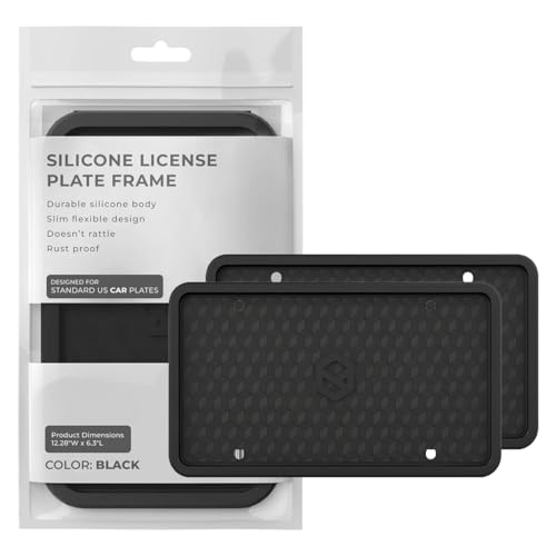 Rightcar Solutions Car Plate Frame, Silicone License Plate Frame, Rust-Proof Rattle-Proof Weather-Proof License Plate Holder for Front or Rear, Black, 2 Pack - color: Black 2pack