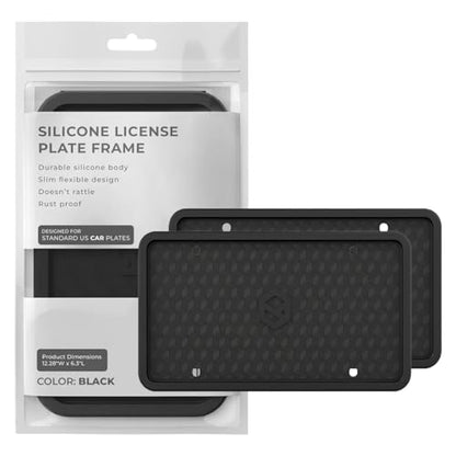 Rightcar Solutions Car Plate Frame, Silicone License Plate Frame, Rust-Proof Rattle-Proof Weather-Proof License Plate Holder for Front or Rear, Black, 2 Pack - color: Black 2pack
