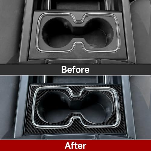 Car Front Cup Holder Panel B Sticker Carbon Fiber Decal Cover Interior Trim for Chevrolet Silverado/GMC Sierra 1500 2500HD 3500HD 2014-2018 Accessories - color: Front Cup Holder Panel B