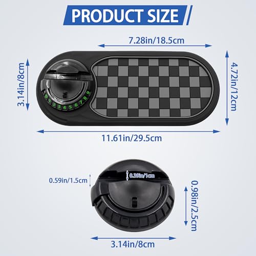 Multifunction Car Anti-Slip Mat Auto Phone Holder, Rotatable Car Anti Slip Mat Phone Holder with Temporary Parking Number, Universal Dashboard Sticky Pad for Glasses Keys (Black) - color: black