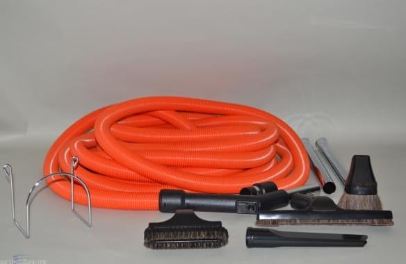 Central Vac Vacuum 50ft Garage Cleaning Kit with Orange Hose, 1 1/4 Fitall Tools Garage Kit