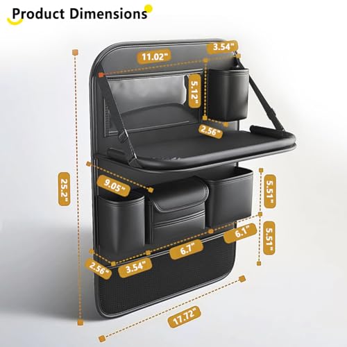 Tumecos Car Backseat Storage Bag with Foldable Table Tray,Large Capacity Seat Back Organizer,Car Kick Mat with Touch Screen Phone Holder,Multifunctional Backseat Protector Cover Pad (Style B) - style: Style B