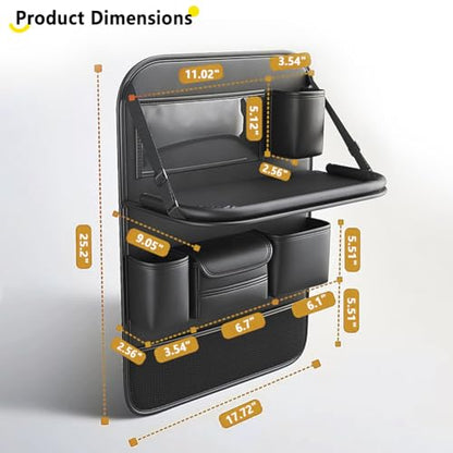 Tumecos Car Backseat Storage Bag with Foldable Table Tray,Large Capacity Seat Back Organizer,Car Kick Mat with Touch Screen Phone Holder,Multifunctional Backseat Protector Cover Pad (Style B) - style: Style B