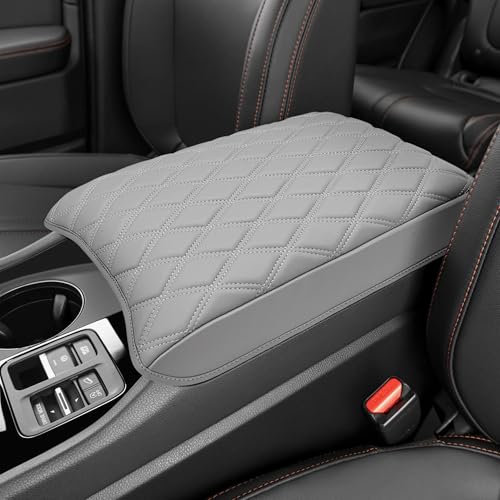 Center Console Cover for Honda Passport 2024-2026, Pilot 2023-2025, Ridgeline 2024 2025, Auto Armrest Lid Cushion Console Protector with Storage Pocket, Vinyl Leather, Gray - color: Gray with Storage Bag, size: For 2023-2026