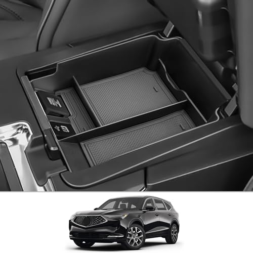 CDEFG Center Console Organizer Tray for 2022 2023 2024 Acura MDX Armrest Tray Storage Box Secondary Insert Coin Container 2022-2024 Acura MDX Interior Accessories (Black Trim) - color: for 2022-2024 MDX