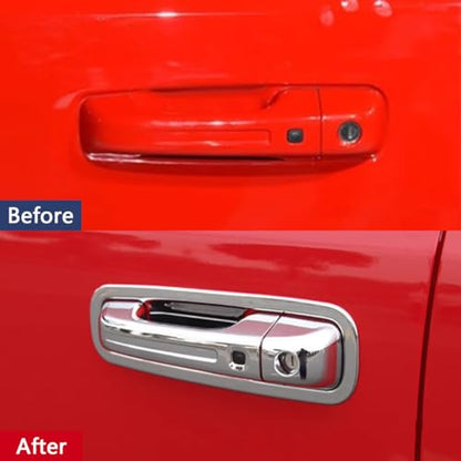 Car Accessories Fit for Dodge Ram 1500 2024 2023 2022 2021 2020 2019 Door Handle Cover Trims （Chrome Silver with Smart Hole ABS 8PCS - color: Chrome Silver With Smart Hole