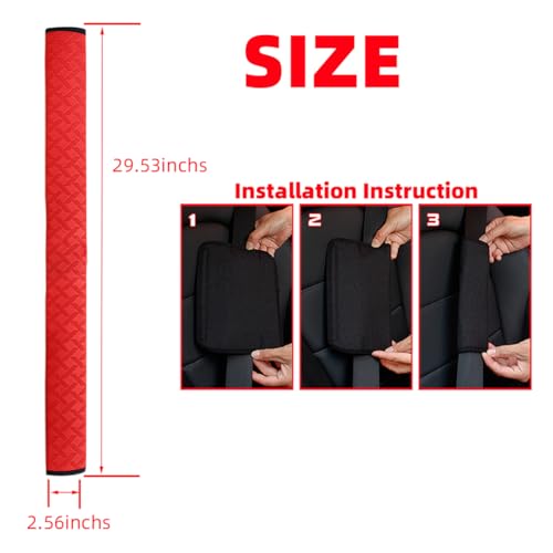 2PCS Extra Long Car Seatbelt Cover, 29.53 inches Soft Leather Vehicle Safety Seat Belt Strap Cushion, Comfortable Auto Shoulder Neck Chest Protection Pads Accessories, Extremely Long (Red) - color: Red/29 inches