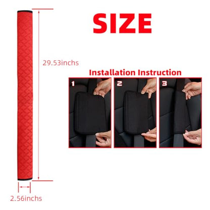2PCS Extra Long Car Seatbelt Cover, 29.53 inches Soft Leather Vehicle Safety Seat Belt Strap Cushion, Comfortable Auto Shoulder Neck Chest Protection Pads Accessories, Extremely Long (Red) - color: Red/29 inches