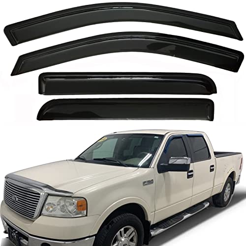 Window Visors Rain Guards Side Vent Guard Shade Sun Wind Deflectors for Ford F150 SuperCrew/Crew Cab 2004-2008,Also Fit Lincoln Mark LT 2006-2008,Sun Visor for Car,4-Pieces Set 94443 - size: 2004-2008 F150 SuperCrew/Crew Cab