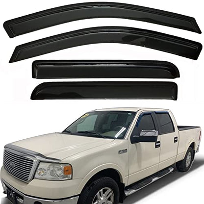 Window Visors Rain Guards Side Vent Guard Shade Sun Wind Deflectors for Ford F150 SuperCrew/Crew Cab 2004-2008,Also Fit Lincoln Mark LT 2006-2008,Sun Visor for Car,4-Pieces Set 94443 - size: 2004-2008 F150 SuperCrew/Crew Cab