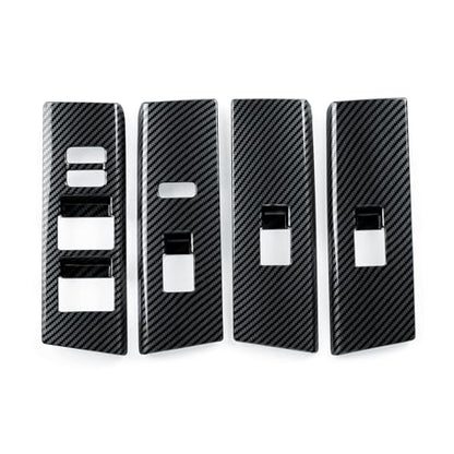 Car Window Lift Switch ABS Sticker Carbon Fiber Decal Cover Interior Trim Accessories for Toyota 4Runner SUV 2010-2025 Black - color: Window Lift Switch