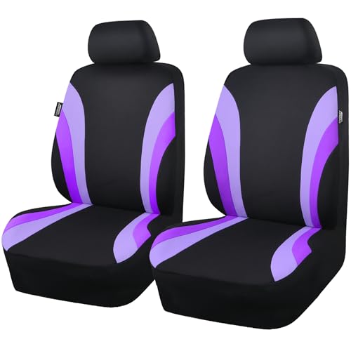CAR PASS Line Rider Sporty Front Seat Covers,Purple Car Seat Covers Two Front Seats Only for Cute Women Girl, Airbag Compatible,Universal Fit Sedans,Cars,Vans,SUV,Truck(Black and Purple) - color: Black and Purple, size: Two Front Seat