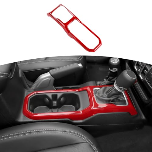 RT-TCZ for Jeep JL Gear Shift Cup Holder Panel Trim Cover for Jeep Wrangler JL JLU 2018 up for Gladiator JT 2020 up Red Interior Accessories - color: Red