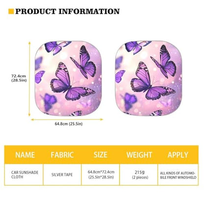 AFPANQZ Galaxy Butterflies Print Sun Shade Universal Fit Windshield Sunshade Car Trucks SUV Windshields Folding Sun Visor Folding Travel Women Teens Sun Block Car Front Window Visors, Black Purple - color: 0-Butterfly Galaxy