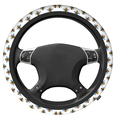 Swono Bee Cute Steering Wheel Cover Universal 15 Inch Cartoon Bees Black and Yellow Neoprene Car Steering Wheel Covers Stretchy Car Accessories for Women - color: multi-054