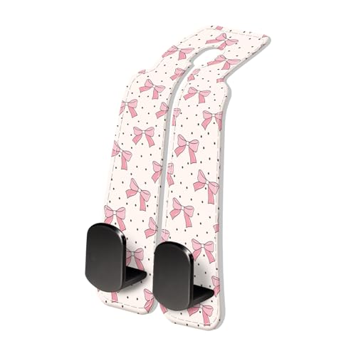 PU Leather Car Seat Hook, Storage Headrest Hanger, Cute Car Backseat Organizer, Car Hooks For Purses and Bags Pink Bow Pattern - color: Pink Bow Pattern