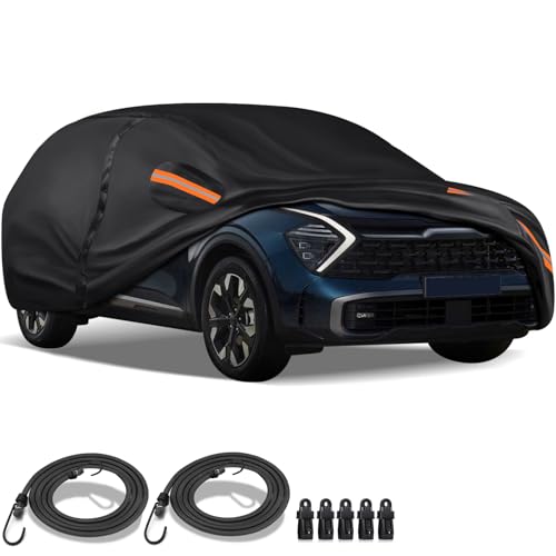 16-Layer Special Full Car Cover Fit for Ki-a Sportage 1995-2024, Ultra Heavy 600D Oxford Cloth, All-Weather Protection Summer Sun Exposure and Winter Snow Rain Dust UV, Orange Reflective Strip - color: Fit for 2024-1995 Ki-a Sportage