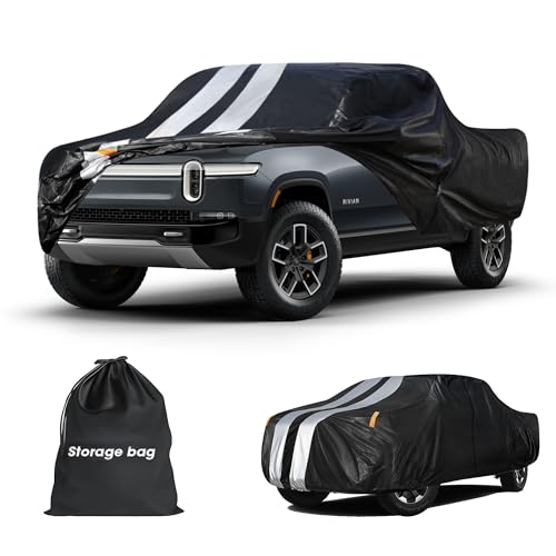 Rivian R1T Truck Cover Custom Fit 2021-2026 Crew Cab Short Bed(4.5') with Door Zipper, 10 Layers Outdoor Heavy Pickup Truck Cover Waterproof All Weather, Wind Dust Sun Protector. - size: R1T 2021-2026 Crew Cab+Towel+Bag