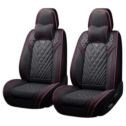 Front Seat Covers for Chrysler Voyager 2000-2025, Premium Car Seat Cushion,Waterproof Seat Protectors, Luxury Automotive Interior Accessories (2-Seat Set with Pillow, Black&Red Line) - color: Black&Red Line, size: 2-Seats Set with Pillows