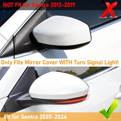 Moonlinks Compatible with Nissan Sentra 2020 2021 2022 2023 2024 Side Mirror Cover Replacement, Pure White Left Driver Side Clip-on Mirror Cap for Sentra S/SR/SV/Sense/Advance/Exclusive - color: Left Pure White
