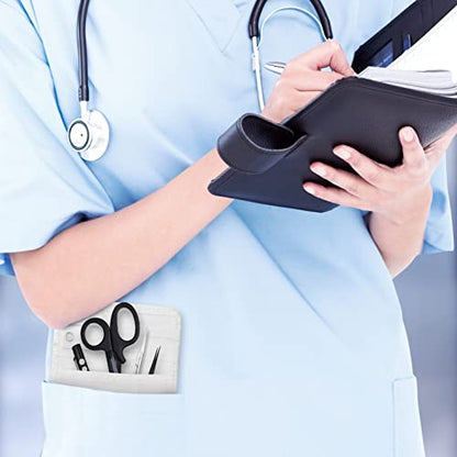 ASA TECHMED Nurse Pocket Organizer, Nylon 5 Pocket Nurse Scrub Organizer, 6 Inch x 5 inch, White - color: White