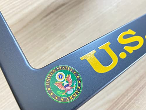 2 PCS for US Army Veteran License Plate Frames,Matte Black Aluminum Veteran License Plate Holder License Plate - color: AM-2, size: 2pcs