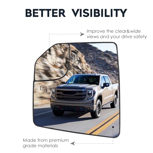 Driver Left and Passenger Right Side Heated Blind Spot Mirror Glass Fit for 2015-2020 Ford F-150, Side View Mirror Glass, Replacement for FL3Z17K707L, FL3Z17K707A - size: Left and Right