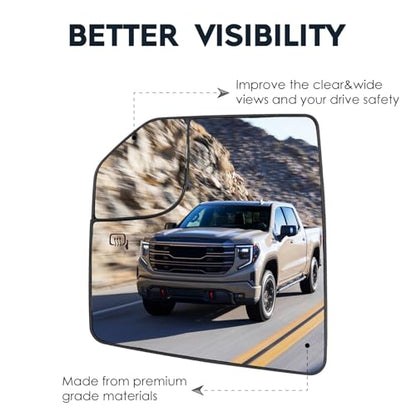 Driver Left and Passenger Right Side Heated Blind Spot Mirror Glass Fit for 2015-2020 Ford F-150, Side View Mirror Glass, Replacement for FL3Z17K707L, FL3Z17K707A - size: Left and Right
