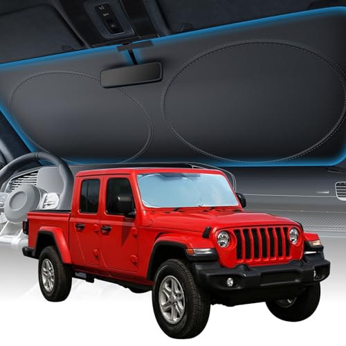 2025 Upgraded Zanch Car Front Windshield Sun Shade - Ultimate UV Protection & Heat Reduction|Innovative No Light Leakage Technology|Foldable Design for Jeep/Toyota, XSmall(60''x21'') - size: Fit for Jeep/Gladiator/Wrangler