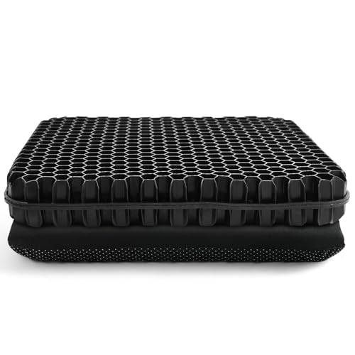 Gel Seat Cushion for Long Sitting - 16.5" x 14.5" x 2.4" (Extra Thick＆Soft) Gel Cushion for People Over 185 lbs, Pressure Relief Cushion for Office Chair, Egg Cushions for Wheelchair, Gel Pad for Car - color: Thicken Size Black Gel