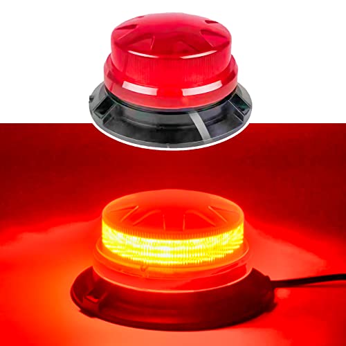Red Led Emergency Strobe Beacon Lights with Magnetic Mount and 8 Flash Models Warning Safety Flashing Rooftop Signal Lamp for Firefighters Police Construction Vehicle Tractor Truck (24-LED 12V-24V) - color: #2 Red