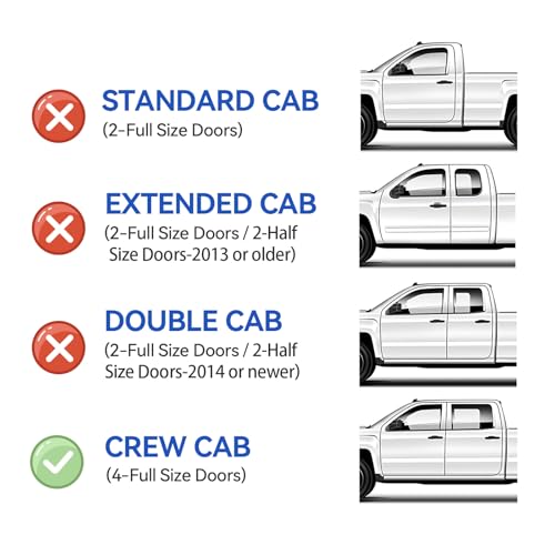 Window Rain Guards for 2014-2018 Chevy Silverado/GMC Sierra 1500 Crew Cab & 15-19 Silverado/Sierra 2500HD 3500HD, Window Visor Vent Wind Shade Deflector Shield Protector Sun, for Full-Size Cab Only - size: For 14-19 Silverado/ Sierra crew cab