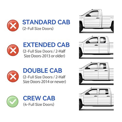 Window Rain Guards for 2014-2018 Chevy Silverado/GMC Sierra 1500 Crew Cab & 15-19 Silverado/Sierra 2500HD 3500HD, Window Visor Vent Wind Shade Deflector Shield Protector Sun, for Full-Size Cab Only - size: For 14-19 Silverado/ Sierra crew cab