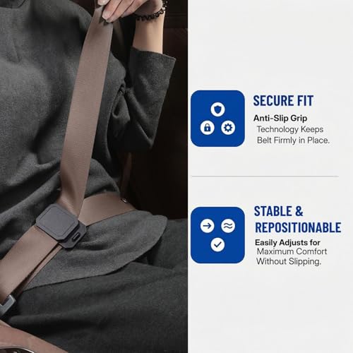 Seat Belt Comfort Pad Clips, Shoulder and Neck Relief, Anti-Slip Snap Design, Universal Fit for Sedan, SUV, Truck, RV, Black, 4 Pack