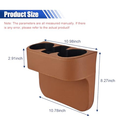 Car Cup Holder, Auto Front Seat Organizer, Multifunctional Cup Drink Holders with PU Leather Cover, Gap Filler Storage Box Coin Bucket Console Side Pocket Cell Mobile Phone Holder (Brown) - color: Brown