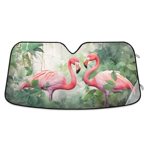 Burbuja Flamingos Car Windshield Sun Shade, Sun Visor Protector Block UV Rays Accordion Folding for Front Window, 55x27.6 in - color: Flamingo, size: Medium - 55" x 27.6"