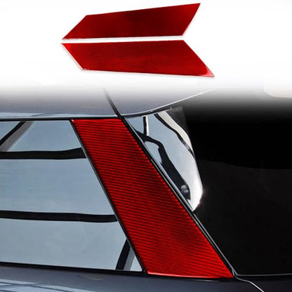 Real Red Carbon Fiber Car Rear Row Window Side Panel Anti-Scratch Soft Sticker Auto Exterior Trim Compatible with Ford Explorer(U625) XLT/Limited/ST/Platinum/Platinum Hybrid 2020 2021 2022 2023 - color: D-pillar
