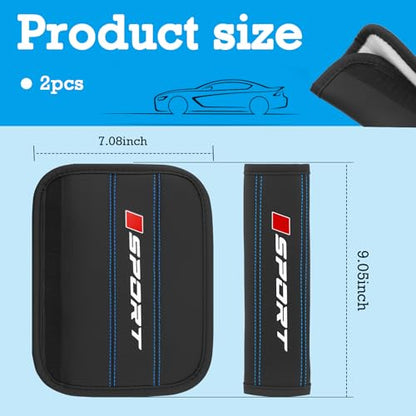 2PCS Car Seat Belt Cover Pad,Leather Car Seat Strap Pads with Red/Blue Stitching,Universal Non-Slip Seats Belt Shoulder Pad Cars Interior Accessories for Cars Truck SUV (Black/Blue) - color: Black/Blue