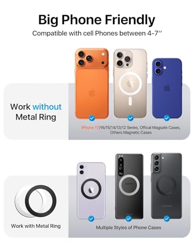 andobil Upgraded for Magsafe Car Mount Pro [Strongest Magnet, Big Phone Friendly] 360° Rotation Magnetic Phone Holder for Car Vent for iPhone 17 Pro Max 16/15/14/13/12 Samsung S26/S25 (Carbon Fiber) - color: Black