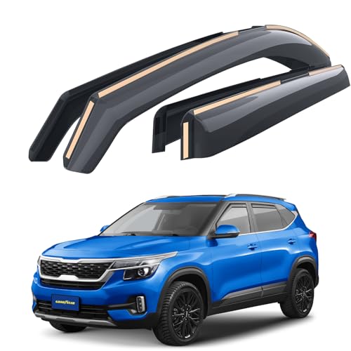 Goodyear Shatterproof in-Channel Window Deflectors for Kia Seltos 2021-2026, Rain Guards, Window Visors for Cars, Vent Deflector, Car Accessories, 4 pcs - GY007951 - color: For Seltos 21-26