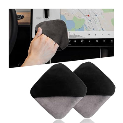 Ohleats Car Screen Cleaner, Microfiber Auto Screen Cleaning Pad, Foldable Touch Screen Cleaner Cloth for Vehicle Dashboard LCD Display, Interior Car Accessories - color: Square,2Pcs