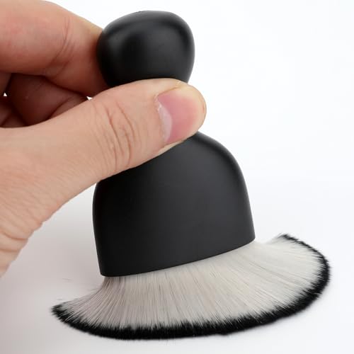 Car Detailing Brush, Soft Bristle Cleaning Brush, Scratch-Free Auto Duster Tool for Dashboard, Air Vents, Leather & Interior Cleaning (Black+White) - color: Black+White