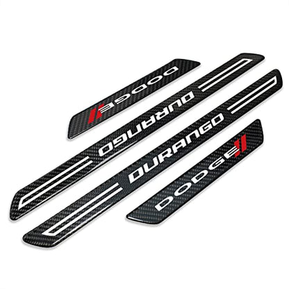 iPick Image for Dodge Durango Black Real Carbon Fiber 4 Pcs Universal Door Sill Step Protector Kick Plates - Official Licensed - color: Black