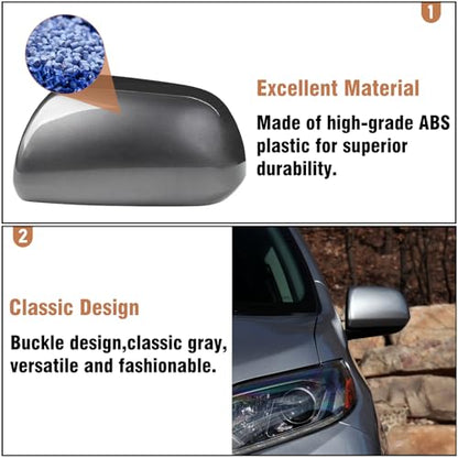 Moonlinks Compatible with 2012 2013 2014 2015 2016 2017 2018 2019 2020 Toyota Sienna Left Driver Side Mirror Cover Replacement, Gray Left Side Clip-on Mirror Cap Replaces for 87945-08021-B1 - color: Left Gray
