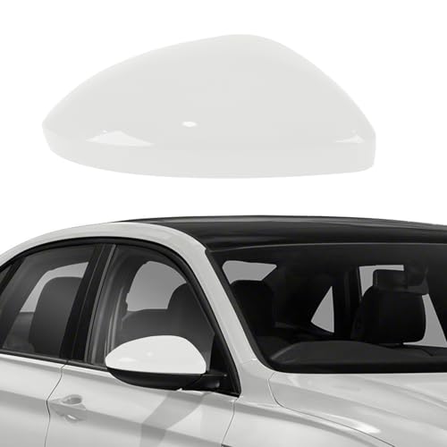 Right Passenger Side Mirror Cover Cap Compatible with VWJetta 2019 2020 2021 2022 2023 2024【Only for US Version Without Turn Signals】, Clip-on Rearview Door Mirror Housing Cap Trim, White - color: White, size: Right