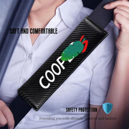 2PCS Carbon Fiber Texture seat Belt Covers Compatible with Cooper seat Belt Shoulder Pads Soft and Comfortable