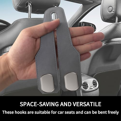 Car Seat Headrest Hooks for Purses and Bags, 4 Pack Bag Purse Holder for Car with Double Metal Hooks, Car Purse Hanger, Headrest Back Seat Handbags Hook Cute Hanging Accessories, Grey - color: Grey 4pcs