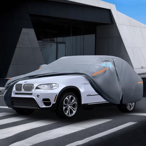 Waterproof BMW X5(2013-2026) Car Cover with Breathable Vents, [2026 Upgrade] Premium Covers with Cotton Liner and Zipper Door, Sun Rain Snow Dust Uv Protection.(Gift with Towel) - color: SUV Car Cover, size: Custom Fit BMW X5+Towel+Bag