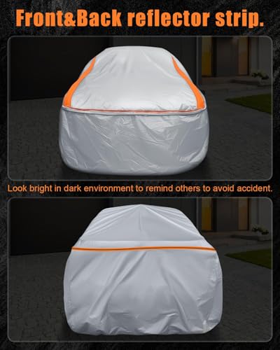 Sliver Full Enclosed Car Cover Universal Fit Wrangler 2 Door 1987-2025 YJ/TJ/JK/JL,Kia Soul,Honda fit,Trax,Encore,Kona/Veloster,HR-V 2015-2022 Fit Small SUV/Hatchback/Jeep Length up to 171 in - size: 6.For Small SUV/Jeep/Hatchback Length Up to 171 in